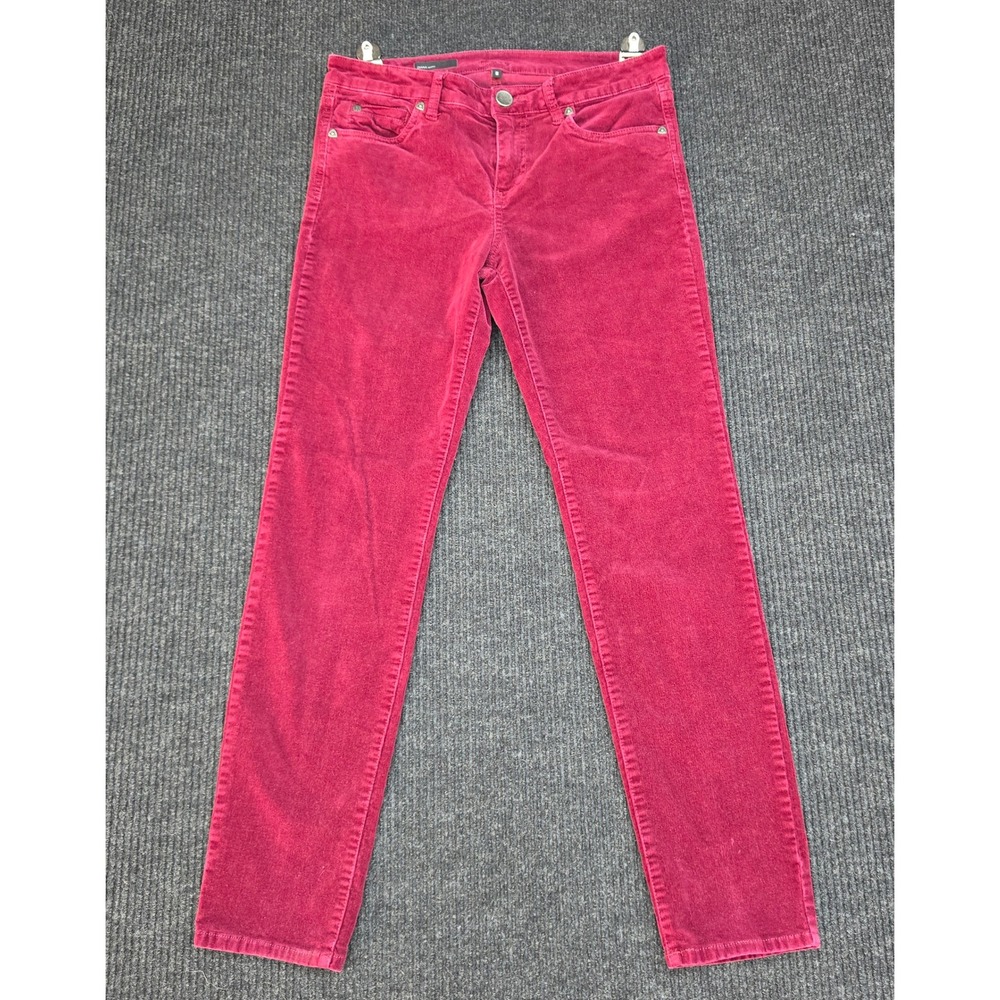 Kut from the Kloth Diana Skinny Corduroy Pants Magenta Red Size 8